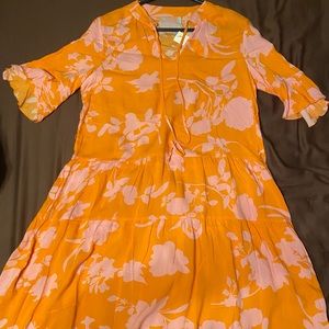 Orange and pale pink floral dress